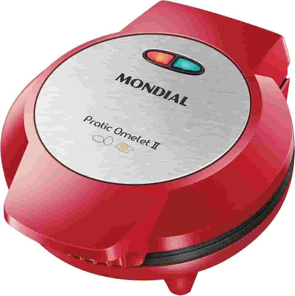 MONDIAL Omeleteira Pratic Omelet II, Vermelho/Inox, 800W, 220V - OM-04-RI