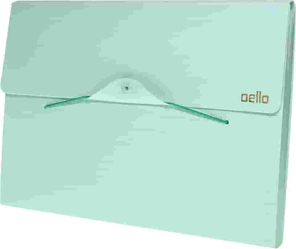 Pasta sanfonada A4 com 12 divisórias Linho serena Verde pastel 6096.vp Dello