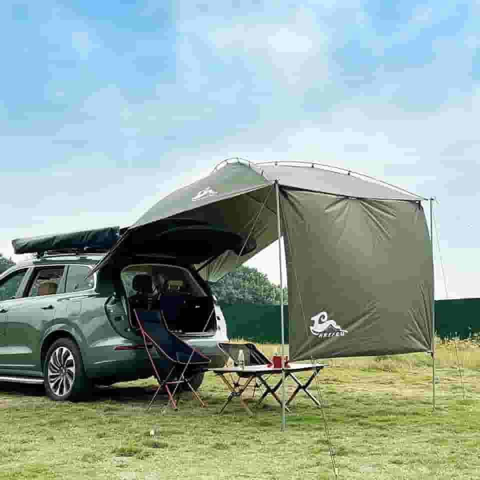 Tenda De Porta Traseira Para Suv Com Toldo, À Prova D'Água 3000 Mm Upf 50+, Tenda De Toldo De Sombra Para Suv/Van/Mpv/Cuvcamping De Tamanho Normal (Tamanho Grande)