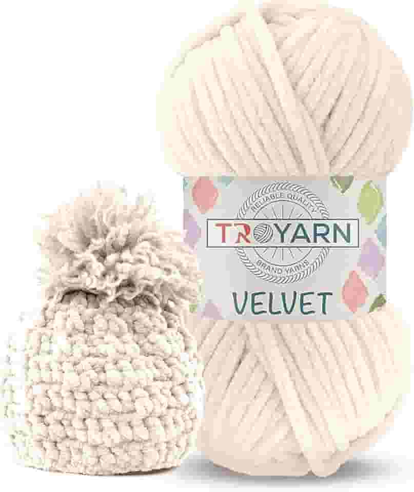 Fio de veludo chenille para crochê - fio fofo, de pelúcia, 100 g, perfeito para cobertores de bebê e amigurumi, tamanho 6