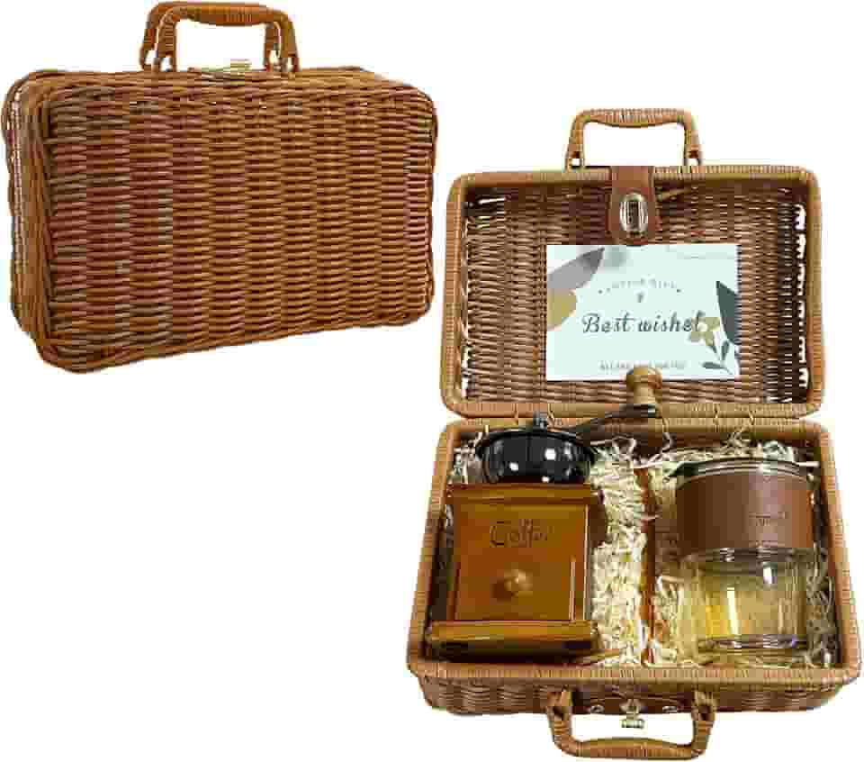 Presente de formatura, kit de café francês, presente de café estilo vintage, moedor de café manual e caneca autoagitada, caixa de presente de café estilo antigo, presentes para amantes de café,