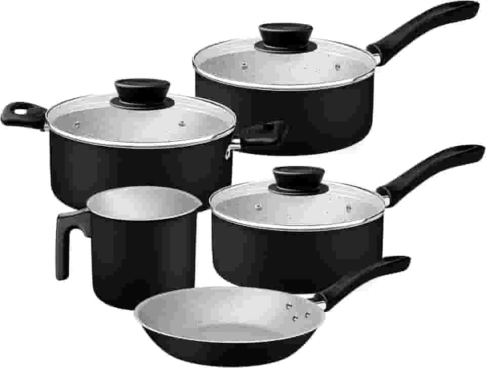 Jogo de Panelas Tramontina Linz em Aluminio com Revestimento Interno e Externo em Antiaderente Starflon Max Preto 05 Peças