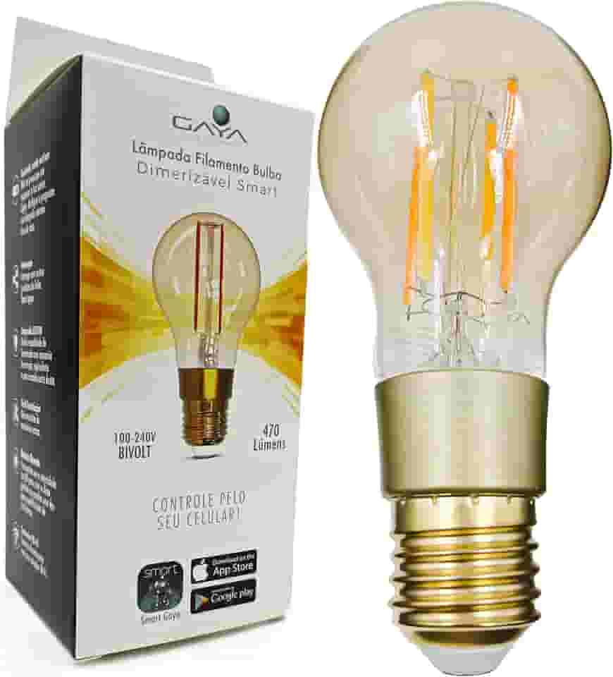 Smart Lâmpada de Filamento Bulbo Dimerizável, Compatível com Alexa, Marca Gaya.