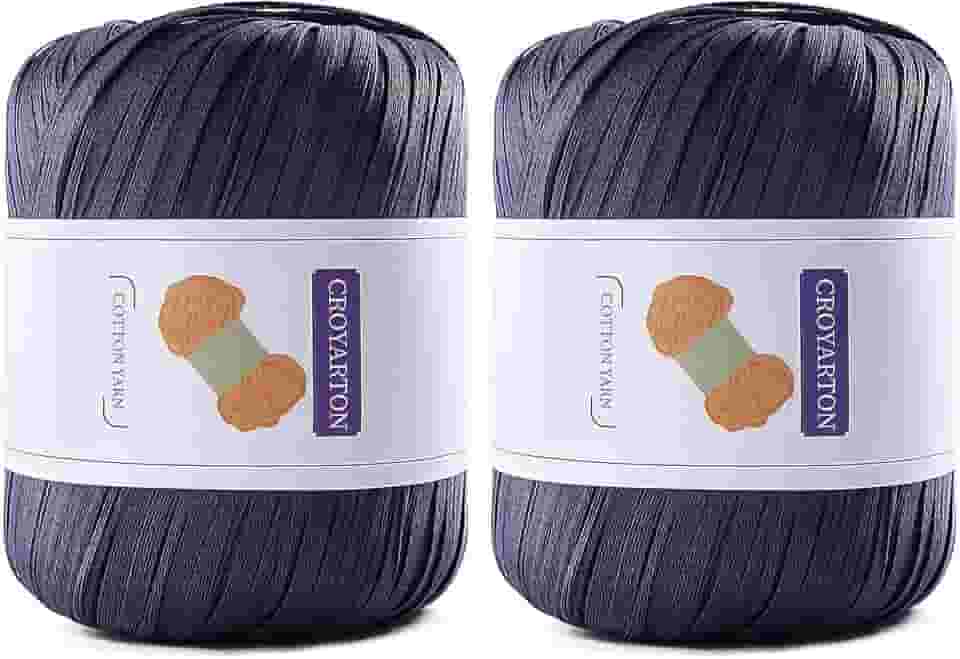 Pacote com 2 fios de ráfia para crochê, fio de algodão macio para crochê, bolsa de praia de verão, 228 jardas/fio de papel de fita de 100 g para iniciantes, bolsa de tricô manual DIY (azul tibetano)