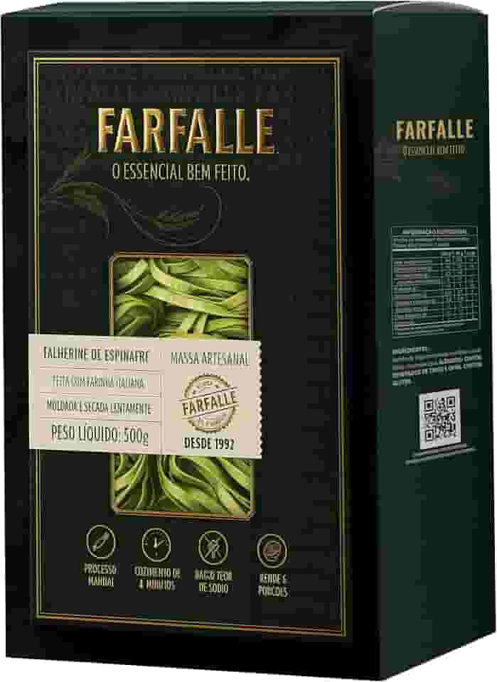 Macarrão Talherine Espinafre Artesanal com Farinha Italiana Importada 500 g - Feito com Farinha Italiana Moldada e Secada Lentamente - Pasta Italiana Artesanal FARFALLE.