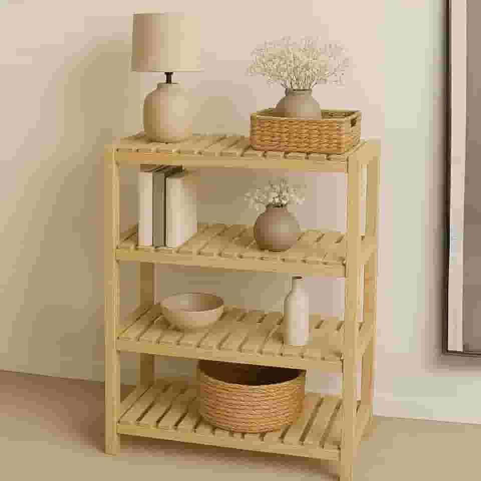 Estante Com 4 Prateleiras De Madeira Maciça 100x70 Armário