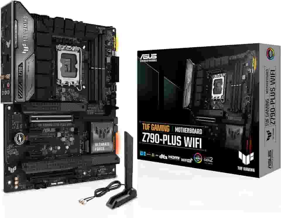 ASUS Placa-mãe para jogos TUF Gaming Z790-Plus WiFi LGA 1700 (Intel 14ª, 12ª e 13ª geração) ATX (PCIe 5.0, DDR5, 4xM.2 Slots, 16+1 DrMOS, WiFi 6, LAN 2.5Gb, USB 3.2 Geração 2 Tipo-C, Thunderbolt 4