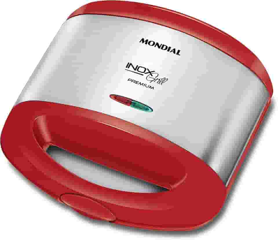 Sanduicheira Grill Premium, Mondial, Vermelho/Inox, 800W, 110V - S-19
