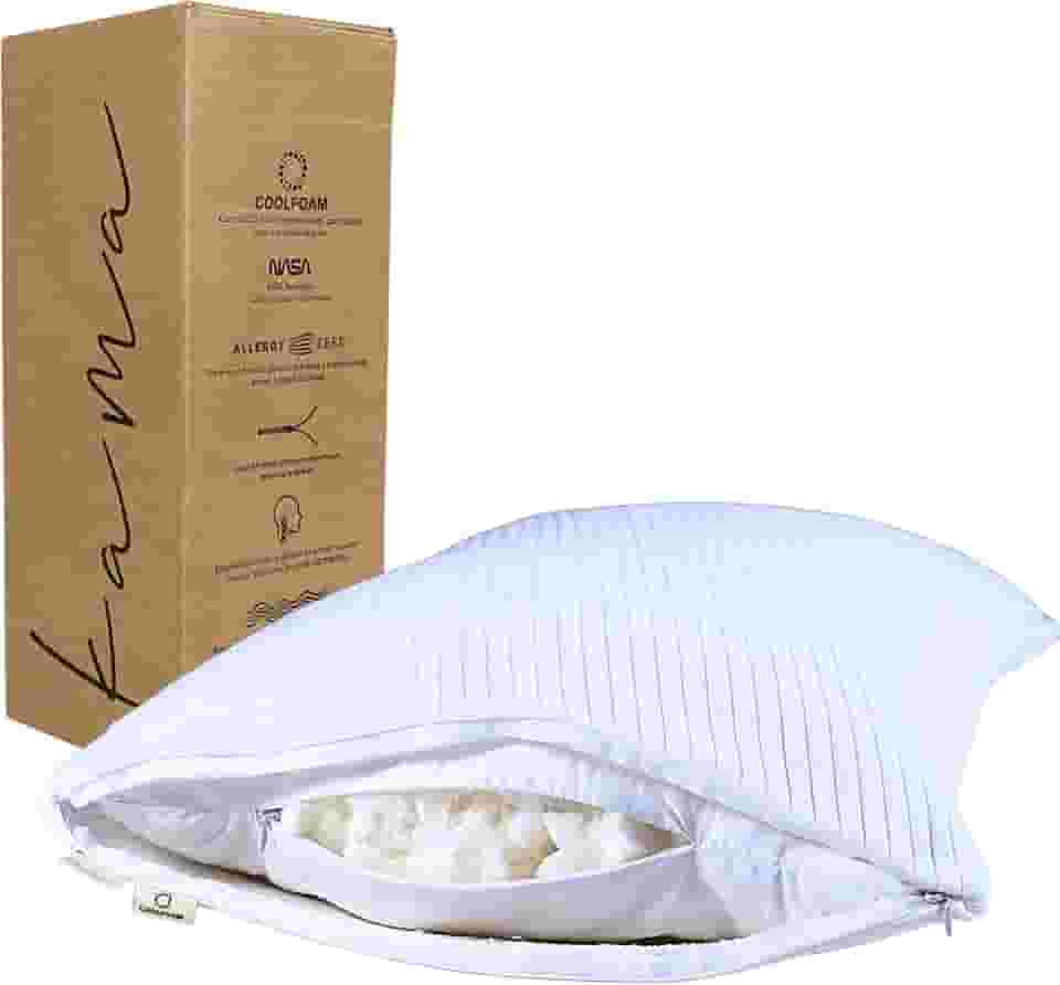 Kama Travesseiro Viscoelástico Ajustável Original Coolfoam® AllSleep, Hipoalergenico, Capa Ultrasoft Removível (1)