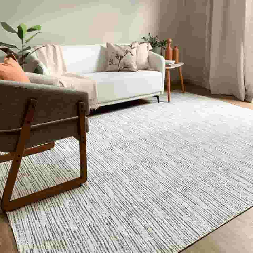 Tapete Sala Quarto Grande Mesclado 3,00 x 2,50m Antiderrapante Lavável Cru Caramelo Artesanal de Tear Rústico Natural Minimalista Decorativo Elegante