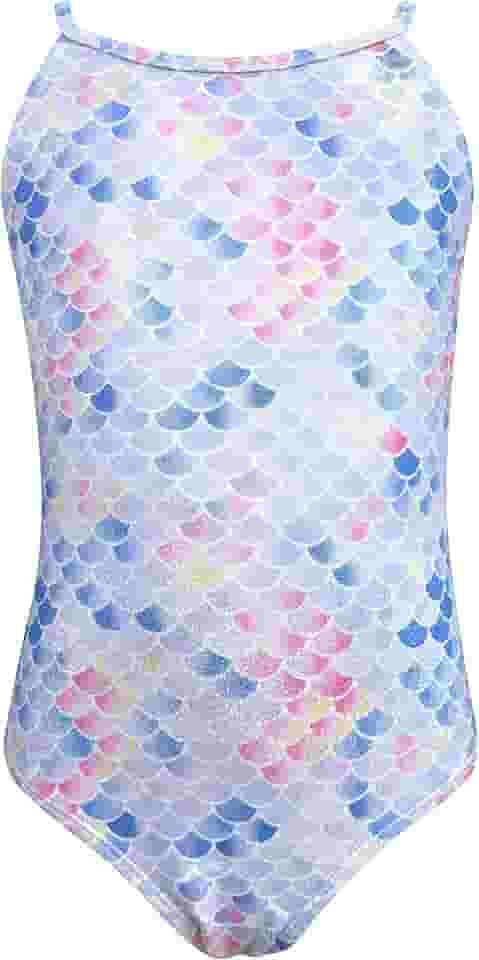 Maiô infantil com estampa de sereia para meninas, 2 a 7 anos