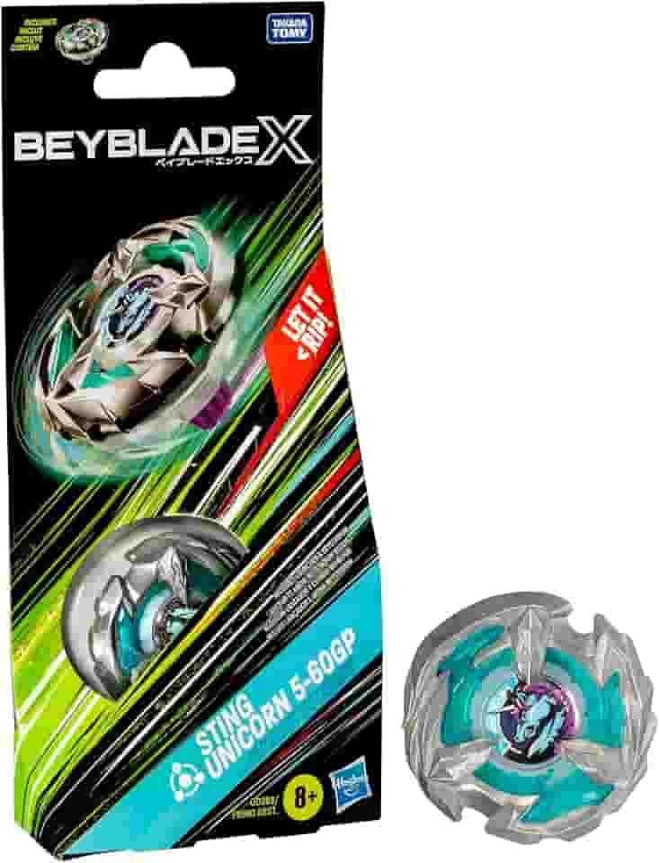 Beyblade X, Pião, Sting Unicorn 5-60GP - Conjunto de Brinquedo Tipo Equilíbrio, Giro à Direita, Booster Pack - A partir de 8 Anos
