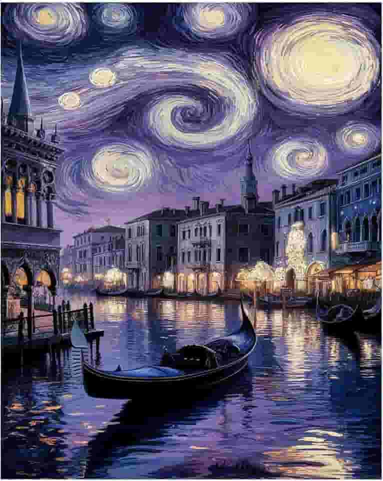 PHANTASYART Kit de pintura de cenário urbano por números para adultos, pintura em tela de Veneza por números para adultos, pintura a óleo DIY por números, perfeita para presentes e decoração de parede