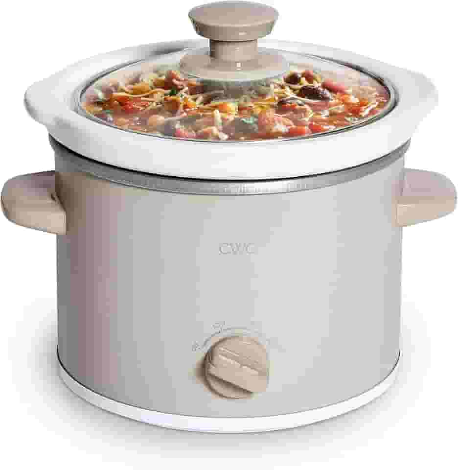 COOK WITH COLOR Mini Panela Elétrica Redonda De Cozimento Lento 2 Qt - Configurações Ajustáveis, Cerâmica Removível, Tampa Vidro Temperado, Lavável Na Máquina Lavar Louça, Alças Laterais Frias Ao To
