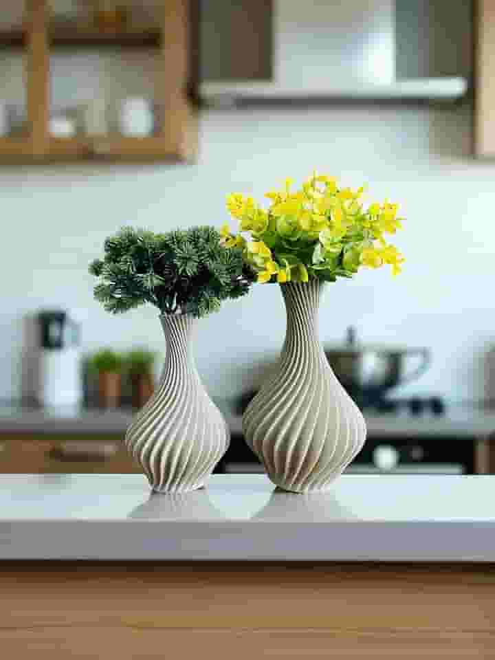 Kit 2 Vasos Espiral Decorativo – Design Sofisticado, Decoraçao Elegante (CINZA)