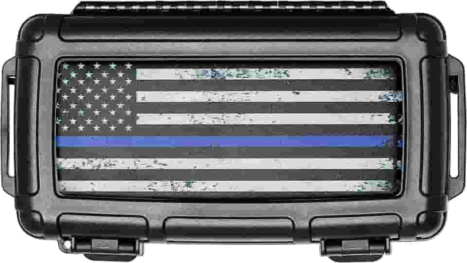 Cigar Caddy Umidor de charuto de viagem à prova d'água para 5 charutos, série First Responders, linha azul