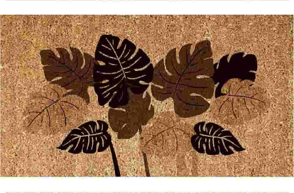 CAPACHO FIBRA DE COCO RT 60X33CM FOLHAGEM MARROM