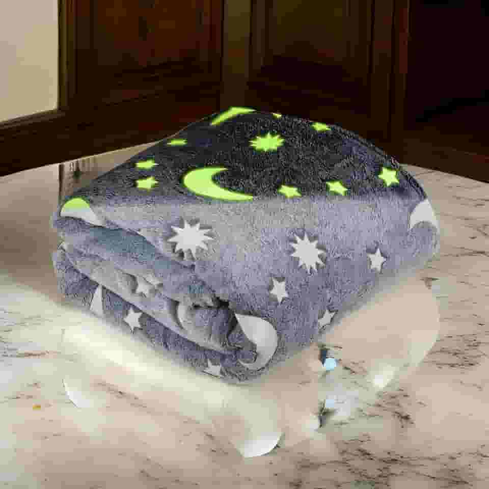 Manta Premium Brilha No Escuro, Cobertor Solteiro Infantil, Microfibra Aveludada, Toque Macio, Fluorescente, Estampas Divertidas, Confortável E Quentinha, Marca VARENZIA