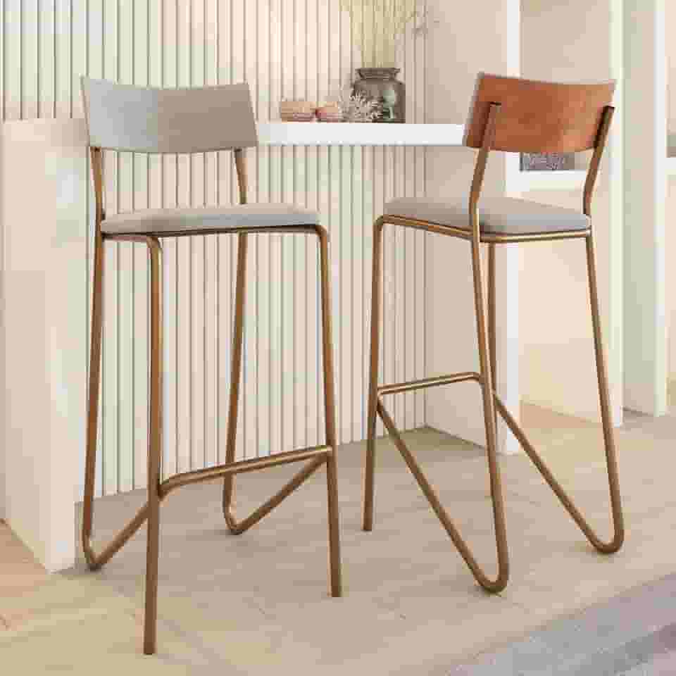 Kit 2 Banquetas Altas Cozinha Balcão 1747 Carraro (Rosê)