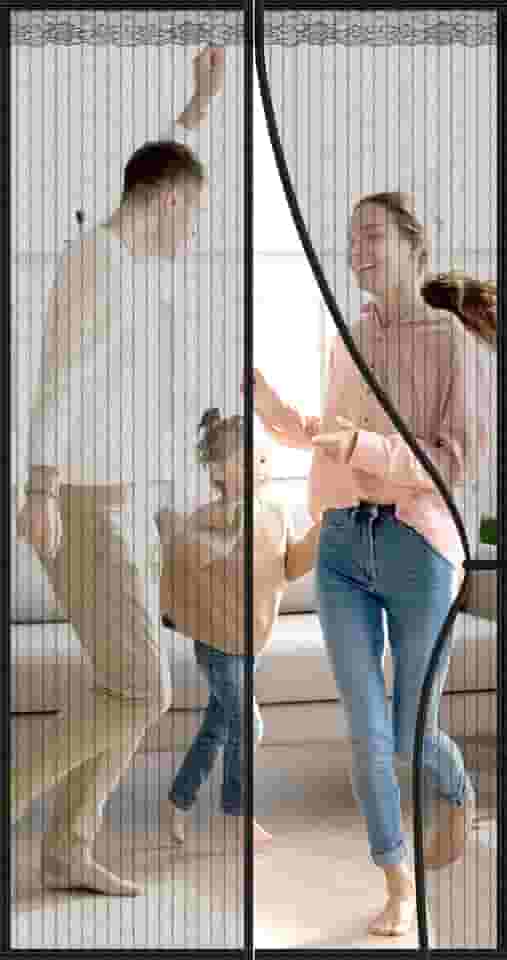 Tela Mosquiteiro, Tela Mosquiteiro Magnética, Tela Mosquiteiro para Porta, Tela Mosquiteira Magnética Porta 100x200cm, Cortina de Porta Magnética Repelente de Mosquitos Preta