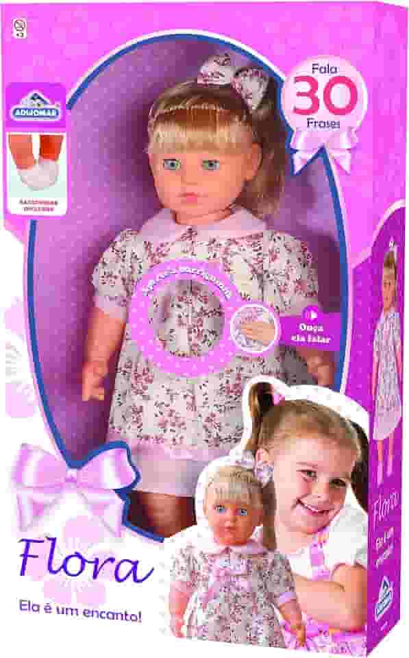 Adijomar - Flora Boneca com Som, 30 Frases, Multicolorido, 0319