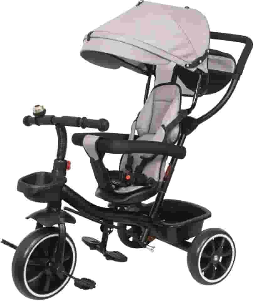 Triciclo Infantil 4 em 1 Multifuncional Carrinho de Bebê Com Empurrador e Capota Solar - Kababy