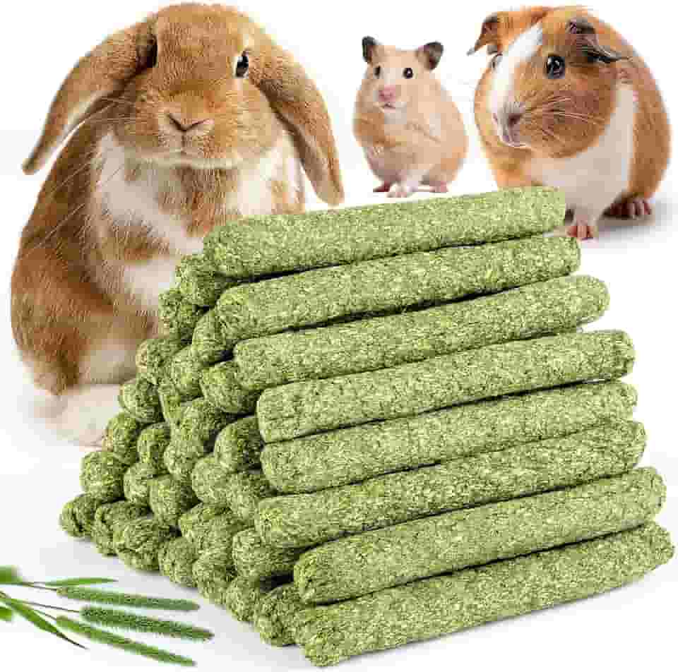 Sofier 40 peças de palitos de feno Timothy para coelho, porquinho-da-índia, hamster - petiscos naturais e mastigáveis para dentes - chinchila, rato, gerbil