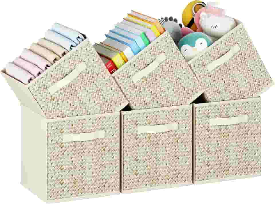 Organizador de Cubos de Tecido de 6 Peças com Alças, Organizador de Cubos Dobrável de 11 Polegadas, Cesta de Prateleira, Organizador para Armários