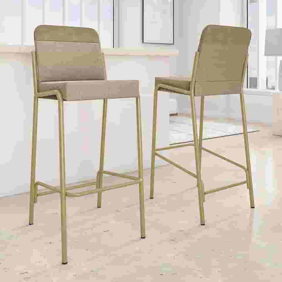 Kit 2 Banquetas Altas Duo Carraro (Bamboo e Dourado)