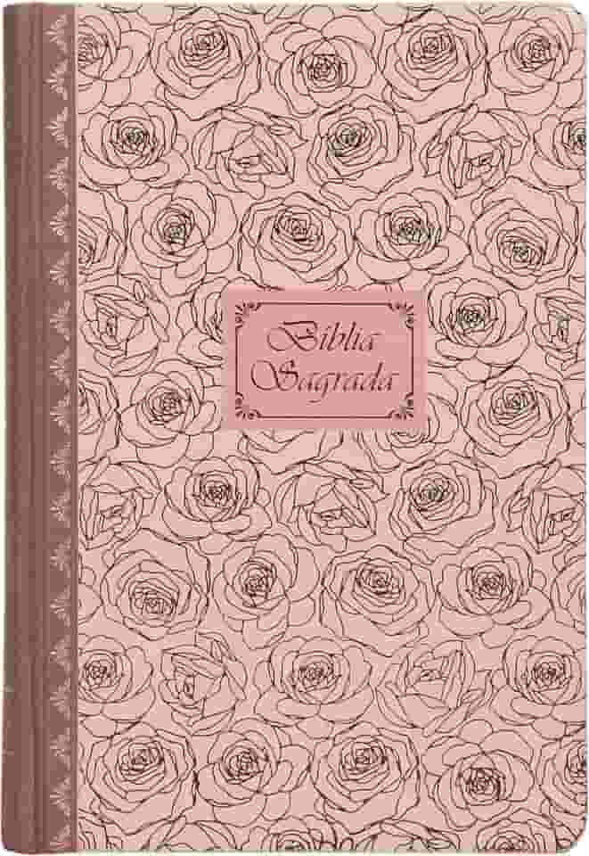 Bíblia Sagrada Católica, Letra Grande, Rosas, Capa dura com lombada em tecido, Leitura Perfeita
