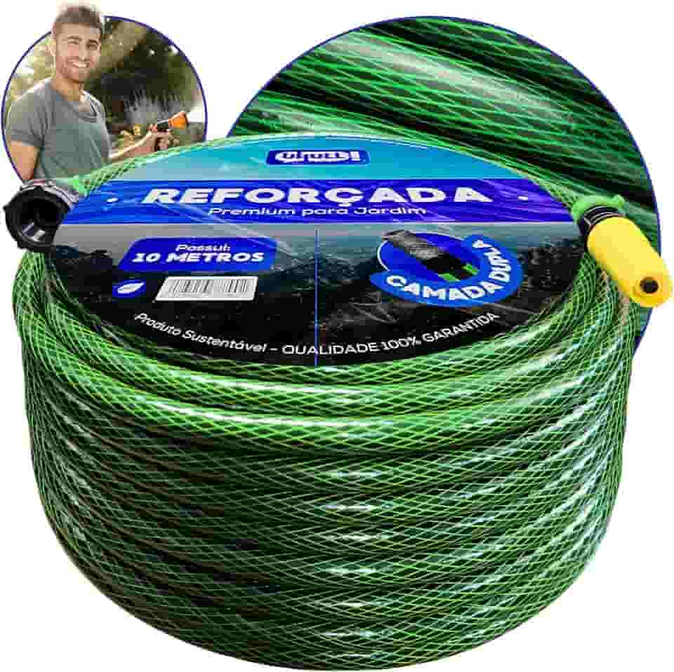 Mangueira de Jardim Esguicho Verde Trançada Reforçada Antitorção 7/16" Original 10m a 50m (10 Metros)