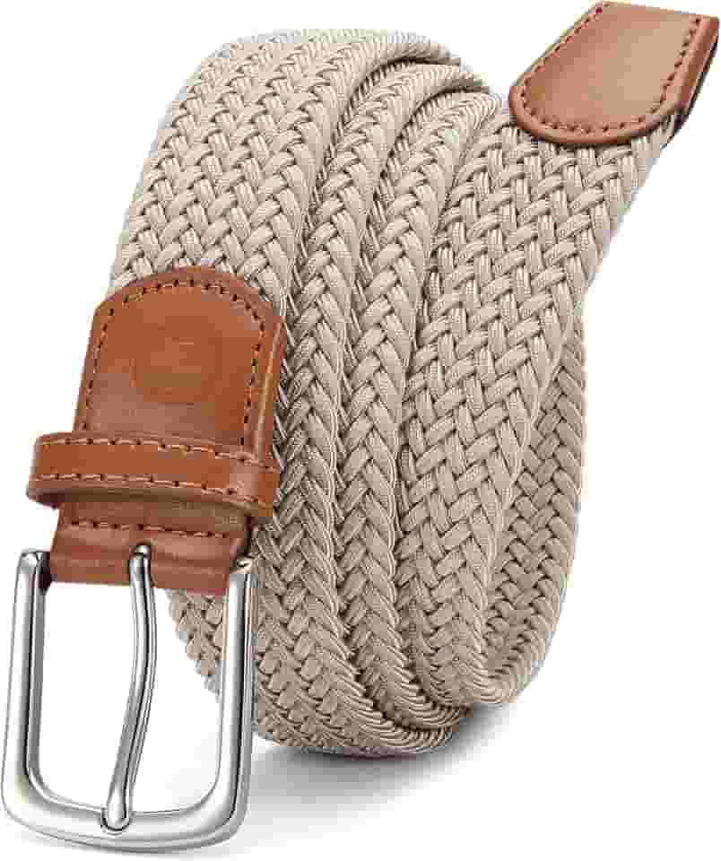 Cinto masculino de couro com catraca CHAOREN, pacote com 2 com fivela de clique 3,5 cm em caixa de presente, acabamento ajustável para ajuste