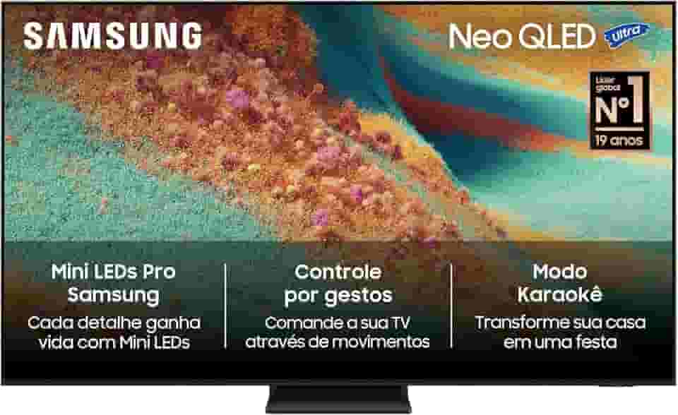 Samsung Vision AI TV 55" NEO QLED Ultra 4K QN85F 2025, Mini LED, Processador com AI, Controle por Gestos, Modo AI, Painel até 144hz, Dolby Atmos®