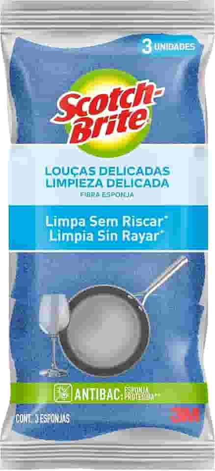 Scotch-Brite, 3M, Esponja Não Risca - Azul, 1 pacote com 3 unidades