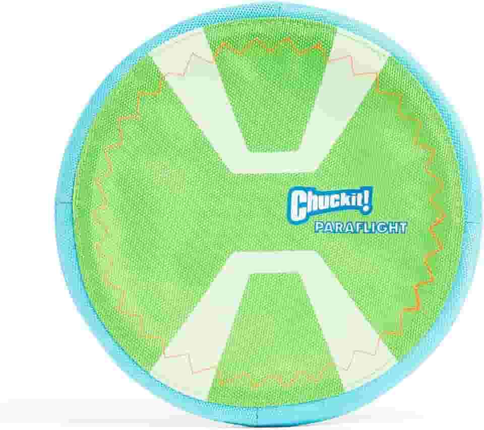 Chuckit! Paraflight Flyer Frisbee de cachorro para longa distância, verde/azul, grande