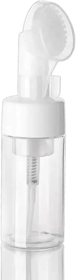Frasco Pump Espumador 200ml com Escova de Silicone Recarregável e Portátil Ideal para Skincare, Sabonete Facial e Limpeza de Pele Profunda