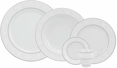 Serviço de Jantar e Café 20 Peças em Porcelana, Modelo Itamaraty, Redondo, Decoração Martha, Porcelana Schmidt