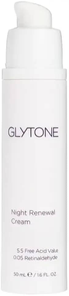 Glytone Creme clareador Night Renewal | Melhora a elasticidade da pele com ácido glicólico 5,5 FAV e retinaldeído | Creme noturno antienvelhecimento | Hidratante facial sem fragrância para mulheres |