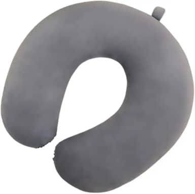 Travesseiro Almofada Para Viagem Pescoço Peluciada Premium com Enchimento de Fibra de Silicone Super Macia e Confortável (Cinza)
