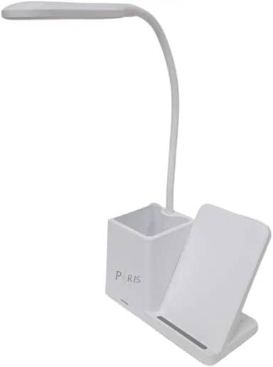 Luminária de Mesa Flexível Led Porta Caneta com Carregamento Sem Fio Branco