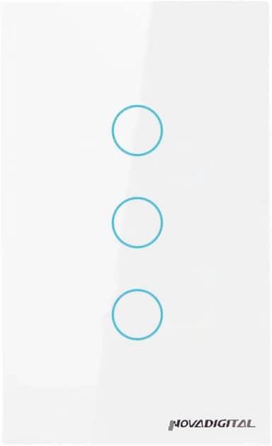 Interruptor Inteligente ZigBee 3 Botões Touch NovaDigital Branco Compatível Alexa Tuya Smart Life
