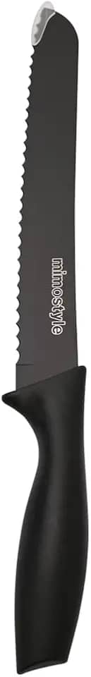 Mimo Style Faca Para Pão Cor Preta 32cm, Feita Inteiramente de Aço Inoxidável Durável. Design Elegante. AC21051