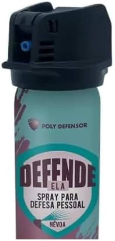 Defende Ela Spray de Defesa Pessoal, Verde, 50g, Alcance 2,5m, Sistema FLIP-TOP, Extratos Vegetais, Névoa, Uso em Áreas Abertas, 12cm Altura