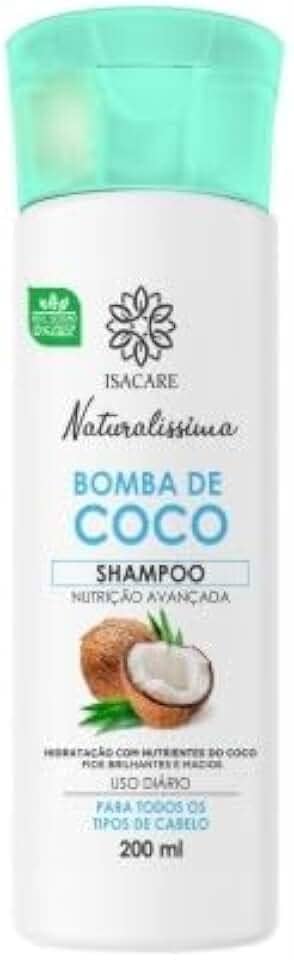 Shampoo Bomba de Coco, Branco, Isacare, 200 ml