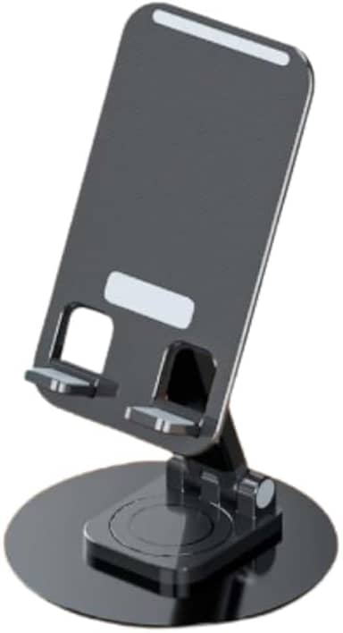 Suporte Ajustável Universal para Celular e Tablet, Base Antiderrapante, Dobrável 360°, Altura Regulável, Alumínio, Prata