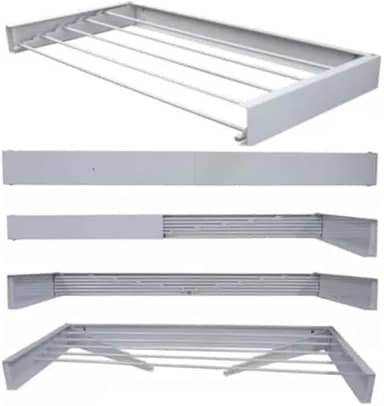 Varal De Parede Retratil Secreto Magico 100cm Com 6 Varetas