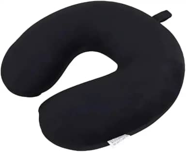 Travesseiro Almofada Para Viagem Pescoço Peluciada Premium com Enchimento de Fibra de Silicone Super Macia e Confortável (Preto)