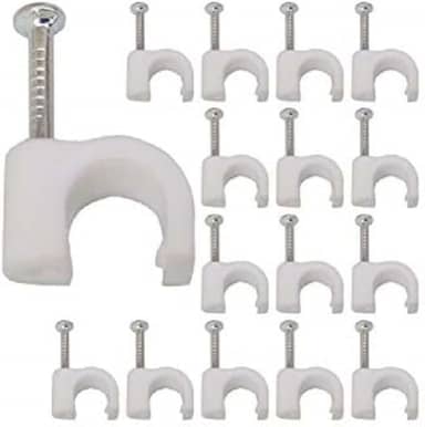 Fixador organizador de Cabos fios Parede 100 Pcs 8mm Branco c/Prego