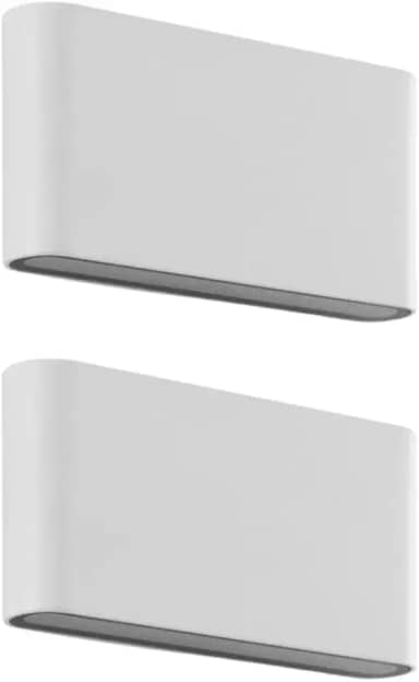 Kit 2x Arandela Externa Slim Pastilha Alumínio Branca Facho Duplo LED 3000K 12W IP45 Bivolt