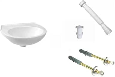 Lavatório Suspenso Branco 42x32cm para Banheiro – Cuba de Parede com Opções de Instalação (Kit Completo)